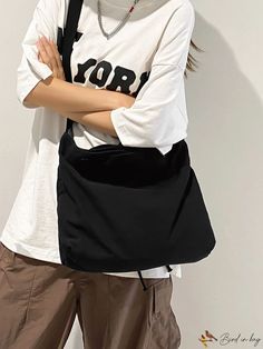 Bird in Bag - Womens Casual College Style Backpack in Black Canvas Minimalist Design Cheap Black Everyday Canvas Bag, Black Softback Canvas Bag For Everyday Use, Trendy Black Canvas School Bag, Black Minimalist Hobo Bag With Adjustable Strap, Black Minimalist Backpack With Adjustable Strap, College Fashion, Black Canvas, Up Styles, Hobo Bag