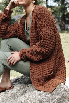 Sweaters For Summer, Waffle Cardigan Crochet Pattern, Cardigan Knitted Patterns, Knit Fashion 2023, I Feel So Cool Cardigan, Waffle Stitch Cardigan, Crochet Waffle Cardigan, Boho Business Attire Plus Size, Waffle Knit Sweater Pattern