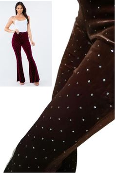 Bear Dance Solid glitter dot skinny flared legging bell bottom pants. Velvet fabric. Elastic waistband. Everybody loves a comfy pair of skinny pants, so cute, goes with almost anything. Color: Brown (model photos are in wine)Sizes: S-M-L Waist 26-28-30, (stretch 4") Length long 33-34 95% Polyester, 5% Spandex, hand wash cold, imported OF1-2/P2565 Burgundy Bottoms For Fall Party, Burgundy Party Bottoms For Fall, Fall Party Burgundy Bottoms, Fitted Burgundy Pants For Party, Burgundy Fitted Pants For Parties, Stretch Burgundy Bottoms For Party, Stretch Burgundy Pants For Party, Trendy Burgundy Party Bottoms, Trendy Fitted Glitter Bottoms