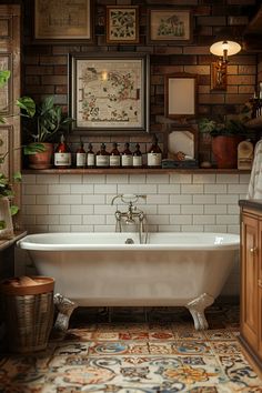 an old fashioned bath tub in a bathroom