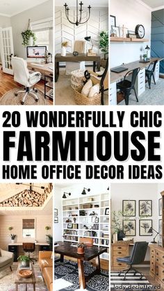 20 Wonderfully Chic Farmhouse Home Office Decor Ideas Farmhouse Office Decor Ideas, Farmhouse Home Office Decor, Rustic Office Desk, Farmhouse Home Office, Office Inspiration Workspaces, Cozy Office Space, Cottage Office, Rustic Office Decor, Farmhouse Office Decor