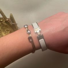 Gently Used. White With Silver. Same Day Shipping. Authentic Hermes Jewelry, White Bracelet, White Bracelets, Womens Jewelry Bracelets, Women Jewelry, Bracelet, Silver, White, Color