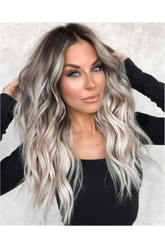 Lativ Grey Wigs for Women, Long Ombre Gray Wavy Wig with Dark Roots,20 Inches Medium Length Women&#39;s Charming Synthetic Wigs Natural Heat Resistant Hair for Daily Party Use Cool Tone Blonde Hair, Long Grey Hair, Icy Blonde Highlights, Ash Blonde Hair Balayage, Medium Ash Blonde, White Blonde Hair, Colors 2023