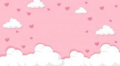 clouds and hearts on a pink background