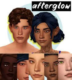 an image of the faces of people with different hair colors and skin tones, including one male