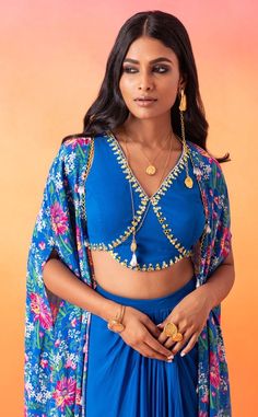 Blue Cami Top, Blue Cami, Latest Model Blouse Designs, Draping Fashion, Indian Saree Blouses Designs, Blouse Designs Indian, Ladies Blouse Designs, Designer Saree Blouse Patterns, Stylish Blouse Design