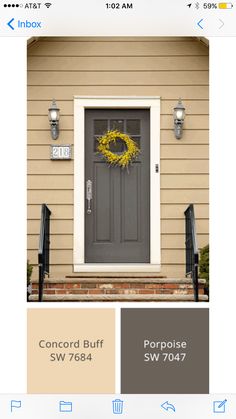 an image of a front door with the words porch buff and sw 764 on it