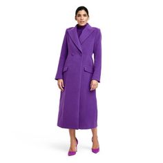 Nwt Sergio Hudson X Target Purple Tailored Long Overcoat New With Tags “Fit & Style: Model Wears Size S And Is 5'9" Model Wears Size L And Is 5'9" Tailored Overcoat In Below-Hip Length Made From A Soft Fabric Blend With A Touch Of Spandex Solid Purple Hue Front Single-Button Closure Tailored Fit 2 Flap Pockets Description: Finish Off Your Cold-Weather Ensembles In Cozy Style With This Tailored Long Overcoat From Sergio Hudson X Target. Made From A Soft And Cozy Fabric Blend With A Touch Of Spand Chic Purple Outerwear For Work, Purple Long Sleeve Outerwear For Office, Purple Long Coat For Formal Occasions, Formal Purple Long Coat, Purple Lapel Collar Outerwear For Office, Purple Outerwear With Lapel Collar For Office, Winter Purple Single Breasted Outerwear, Chic Purple Outerwear With Lapel Collar, Chic Purple Fall Outerwear