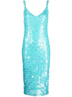 aqua blue sequin embellishment V-neck spaghetti straps pencil silhouette mid-length Charm Tiffany, Mermaid Witch, Azul Aqua, Embellished Midi Dress, Sequin Embellishment, Pencil Silhouette, Designer Midi Dresses, Dress Gallery, New Years Dress