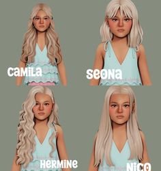 four different types of blonde hair for females