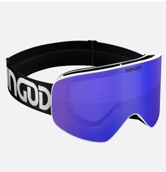 the goggles are designed to look like they have blue mirrored lenses on them