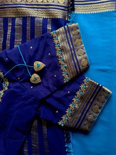 Sky blue dark blue mysore silk saree Contrast Blouse For Blue Silk Saree, Sky Blue Blouse Designs Silk, Blue Silk Saree Blouse Designs, Blue Silk Blouse With Zari Work, Blouse For Mysore Silk Saree, Wrk Blouses, Blue Silk Saree With Unstitched Blouse, Mysore Silk Saree Blouse Designs, Blue Silk Blouse With Resham Embroidery