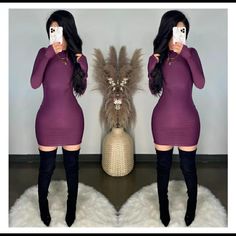 Channel A Classic Going Out Look With This Bodycon Dress. Featuring A Stretchy Material, Long Sleeves And Thumb Hole Detailing, Wear This Dress With Clear Strappy Heels And Mini Hoops For A Look That We Are Crushing On Or Boots. Purple Mini Length Bodycon Dress, Purple Bodycon Knee-length Mini Dress, Purple Bodycon Mini Dress Knee-length, Purple Mini Dress For Winter Night Out, Purple Bodycon Mini Dress, Purple Mini Dress For Night Out In Winter, Purple Mini Length Bodycon Dress For Fall, Fall Purple Bodycon Dress For Night Out, Purple Bodycon Dress For Fall Night Out