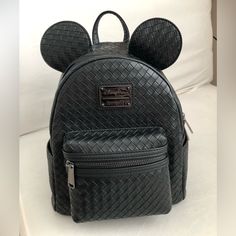 Nwt Loungefly X Mickey Rucksack Backpack Black Intrecciato Disney Store From Hongkong. Please Note The The Bottom Of The Bag Has A Small Spot, Other Than That, It’s Perfect. Casual Black Backpack For Disney Trips, Mickey Mouse Backpack For Travel, Black Mickey Mouse Backpack, Black Backpack For Disney Trips And Back To School, Mickey Mouse Themed Standard Backpack For Travel, Black Mickey Mouse Backpack For Daily Use, Black Mickey Mouse Travel Bag, Mickey Mouse Travel Backpack, Casual Black Mickey Mouse Backpack