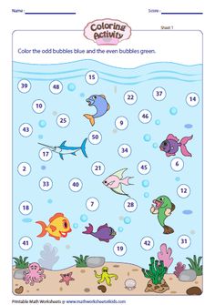 an ocean themed color by number activity sheet for kids to learn how to count the numbers