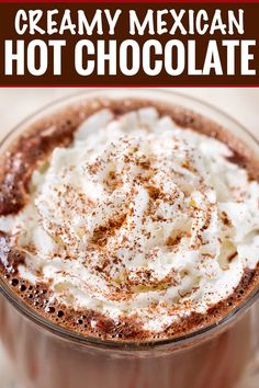 a hot chocolate drink with whipped cream on top