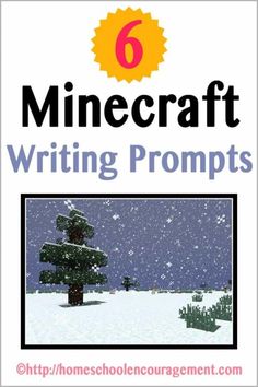 a book cover with the title 6 minecraft writing prompts written in front of it