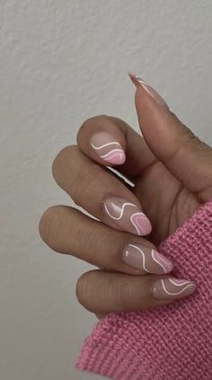 Pink Tip Nails, Minimal Nails, Her Nails, Almond Acrylic Nails, White Nail, Summer Acrylic Nails, Funky Nails, Chic Nails, Short Acrylic Nails