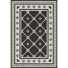 Mosaic A Elmhurst Avenue 52x76 Canvas Stitch, Vinyl Floorcloth, Vinyl Floor Cloth, Vinyl Floor Cloths, Vintage Vinyl Flooring, Floor Cloths, Crochet Charts, Black Mosaic