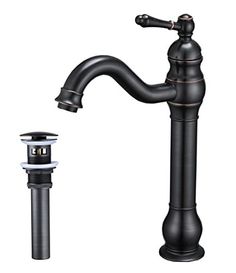 a black faucet with two different types of faucets