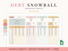 the debt snowball spreadsheet template for google sheets and instant printable tabs