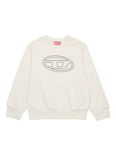 light beige cotton jersey texture logo print to the front Oval D logo print crew neck long sleeves elasticated cuffs elasticated hem Diesel Brand, Diesel Sweatshirt, Versace Designer, Versace Shop, Kenzo Kids, Stella Mccartney Kids, Denim Design, The Shade, Crop Sweatshirt