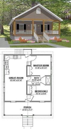 two story house plans with porches on each floor and stairs to the second floor