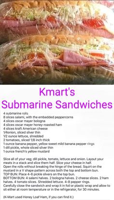 the recipe for kimart's submarine sandwiches