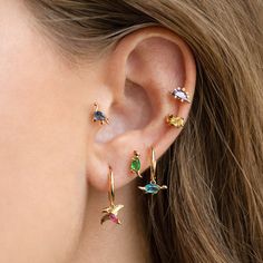 Go back in time in the Dino-Mite Stud Set! We love how fun these dinosaur studs are. They'll definitely add so much personality to any outfit! 18k gold plated, 18k rose gold plated, or rhodium plated over brass with a protective coating Cubic zirconia stones Approx. 4mm wide Sterling silver posts and butterfly backings Dinosaur Dance, Gifts For Girlfriends, Go Back In Time, Trending Jewelry, Jewelry Cute, Necklace Chain Lengths, Colorful Jewelry, Stud Set, Studs Earrings