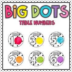 the big dots table numbers poster