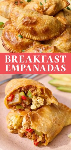 the breakfast empanadas are stuffed with meat and vegetables