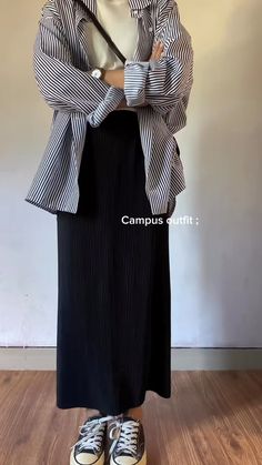 Campus Outfit, Chique Outfit, Aesthetic Korean, Hijabi Fashion Casual