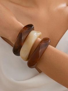 3pcs Exaggerated Asymmetrical Translucent Acrylic Bracelet For Women Multicolor Fashionable   PMMA     Women Fashion Jewelry, size features are:Bust: ,Length: ,Sleeve Length: Trendy Brown Bracelets For Party, Trendy Brown Jewelry For Party, Acrylic Bracelet, Acrylic Jewelry, Acrylic Jewellery, Watches Women Fashion, Bracelet For Women, Kids Beachwear, Maternity Bag