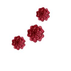 three red flowers sitting on top of each other