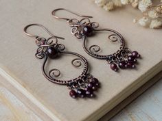 Elegant Handmade Burgundy Jewelry, Red Garnet Wire Wrapped Earrings, Handmade Burgundy Earrings For Gift, Elegant Cranberry Garnet Jewelry, Elegant Handmade Garnet Earrings, Handmade Elegant Garnet Earrings, Elegant Nickel-free Garnet Earrings, Handmade Garnet Drop Earrings, Jewelry Magic