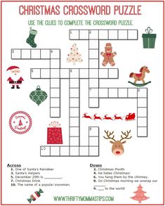 christmas crossword puzzle for kids