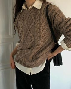 Oversized Cable Knit Sweater, Mauve Taupe, Knit Sweater Outfit, Cable Knit Sweater, Business Casual Outfits