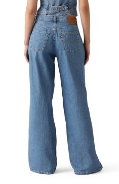 This take on '90s dad jeans is cut from medium-wash nonstretch denim with extraroomy wide legs that are meant to be worn stacked at the hem. 32" inseam; 26" leg opening; 11" front rise Zip fly with button closure Five-pocket style 100% cotton Machine wash, tumble dry Imported Dad Jeans, Cause And Effect, Wide Legs, Wide Leg Denim, Levi's, Meant To Be, High Waist, Wide Leg, Ice Cream