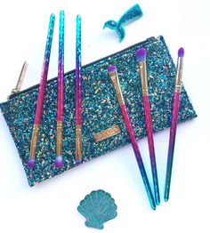 Mermaid Tears Collection Eye Brushes & Makeup Bag💙🐬 The gift for any makeup lover that wants to perfect their blend 💫 Also available as a bundle, Vegan www.girlswithattitude.co.uk #gwalondon Rainbow Barbie, Dream Quote, Unicorn Fairy, Barbie Disney, Glitter Mermaid, Brushes Makeup