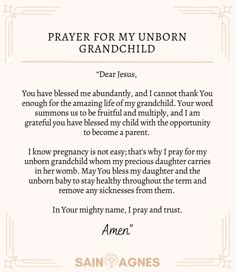 prayer for my mumborn grandchild with the words dear jesus, you have passed me abundantly, and i cannot