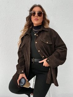 Coudroy Jacket Outfits, Brown Jacket Outfit, Corduroy Jacket Womens, Black Corduroy Jacket, Jacket Outfit Women, Plus Size Coats