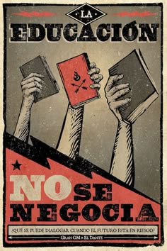 a poster with two hands holding books in each other's hands and the words, no se negocia