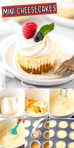 mini cheesecakes with fresh berries and whipped cream in the middle are ready to be eaten