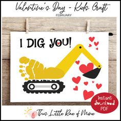 valentine's day card with an image of a bulldozer