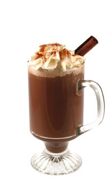 there is a cup of hot chocolate with whipped cream on top and cinnamon in the mug