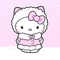 a hello kitty wallpaper with a pink background