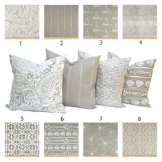 pillows with different patterns and sizes