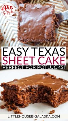 easy texas sheet cake with chocolate frosting on top