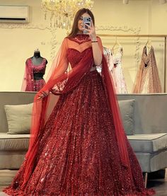 Instagram$Facebook Follow Us :- @jayamarfab Maroon Net Lengha Choli in Sequence Work Bridal Lehenga Party Wear Outfit Georgette Lehenga We Make Wedding Lehengas, Indian Lehenga, Bridal Lehenga, Designer Lehenga, South Indian Dresses, Lengha Choli, Chaniya Choli, Lancha, Semistitched Lehenga, Bridesmaid Lehengas, Sabyasachis Lehengas, Floral Skirts, Punjabi Lehengas, Ethnic Lehengas, Indo-western Outfits, Indian Outfits, Bollywood lehengas. 𝗙𝗮𝗯𝗿𝗶𝗰 𝗗𝗲𝘁𝗮𝗶𝗹𝘀: Lehenga :- Lehenga :- Fabri Red Lehenga For Engagement, Cloths References, Sangeet Lehenga, Engagement Gown, Heavy Lehenga, Dori Work, Desi Fits, Lehenga Choli Designs, Embroidery Purse