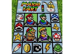 an image of mario kart rug with many different characters on the front and back